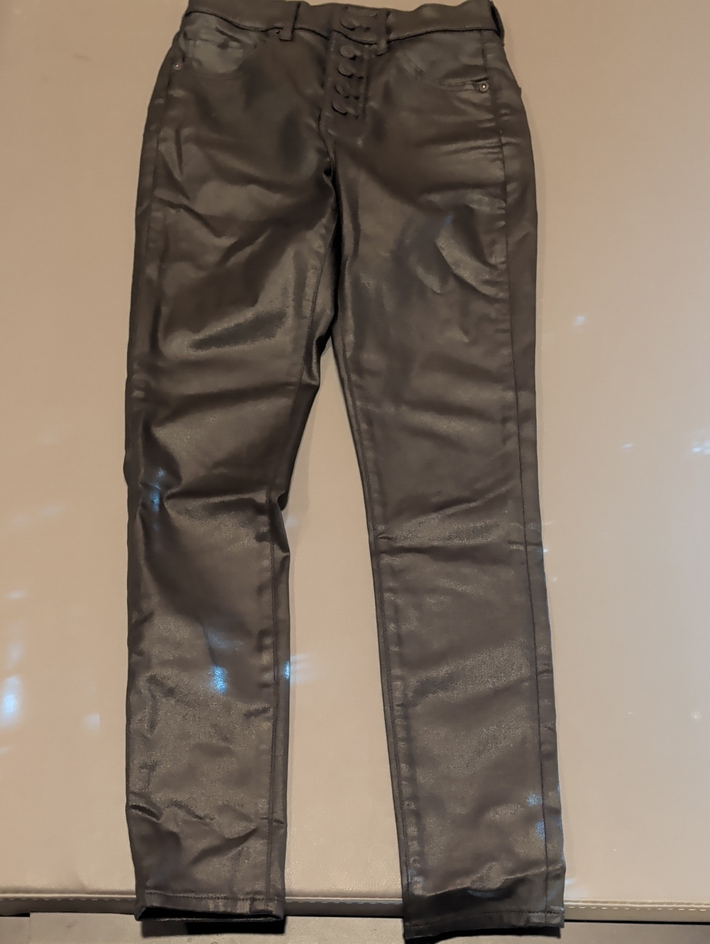 Express Black Skinny Jeans - Women's Faux Leather Look